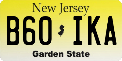 NJ license plate B60IKA