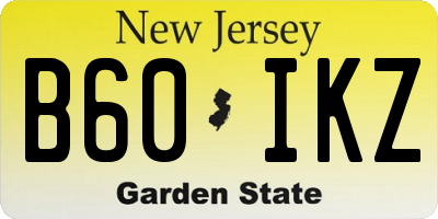 NJ license plate B60IKZ