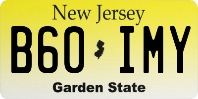 NJ license plate B60IMY