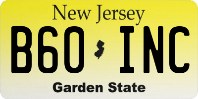 NJ license plate B60INC