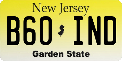 NJ license plate B60IND