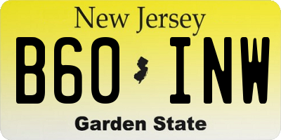 NJ license plate B60INW