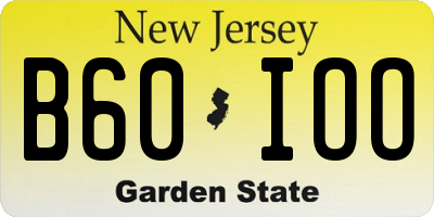 NJ license plate B60IOO