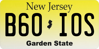 NJ license plate B60IOS