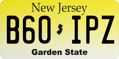 NJ license plate B60IPZ