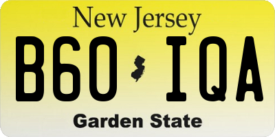 NJ license plate B60IQA