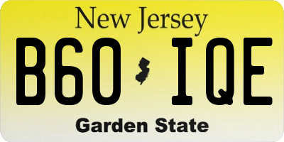 NJ license plate B60IQE