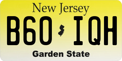 NJ license plate B60IQH