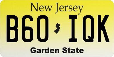 NJ license plate B60IQK