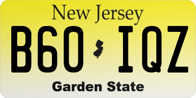 NJ license plate B60IQZ
