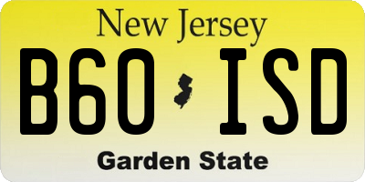 NJ license plate B60ISD