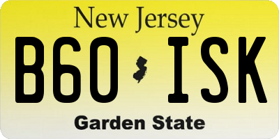 NJ license plate B60ISK