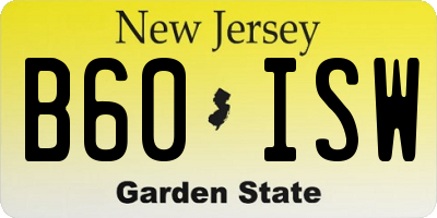 NJ license plate B60ISW