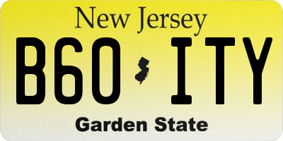 NJ license plate B60ITY