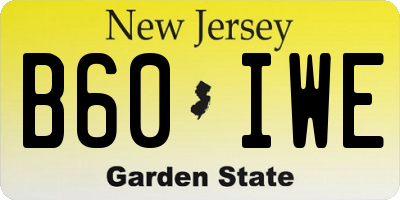 NJ license plate B60IWE