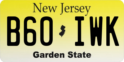 NJ license plate B60IWK