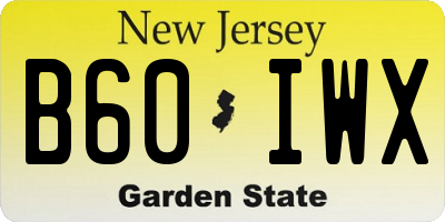 NJ license plate B60IWX