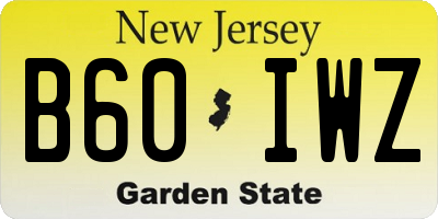 NJ license plate B60IWZ