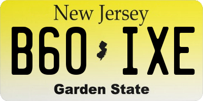 NJ license plate B60IXE