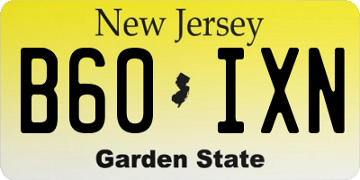 NJ license plate B60IXN