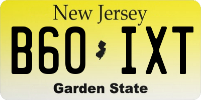 NJ license plate B60IXT
