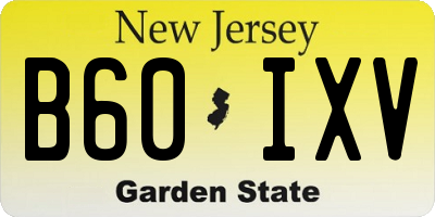 NJ license plate B60IXV