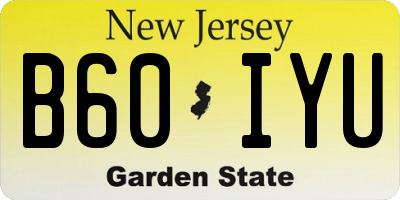 NJ license plate B60IYU
