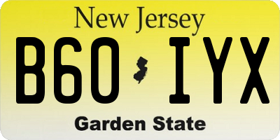 NJ license plate B60IYX