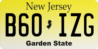 NJ license plate B60IZG