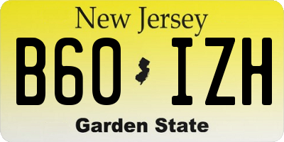 NJ license plate B60IZH