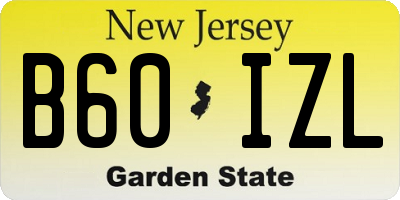 NJ license plate B60IZL
