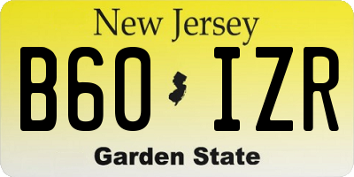 NJ license plate B60IZR