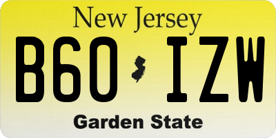 NJ license plate B60IZW