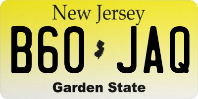 NJ license plate B60JAQ