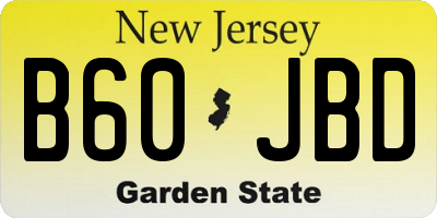 NJ license plate B60JBD
