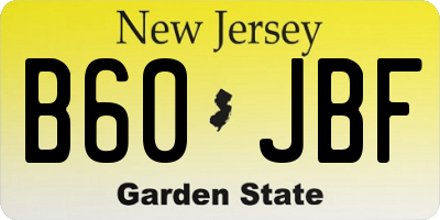 NJ license plate B60JBF
