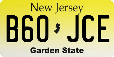 NJ license plate B60JCE