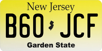 NJ license plate B60JCF