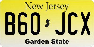 NJ license plate B60JCX