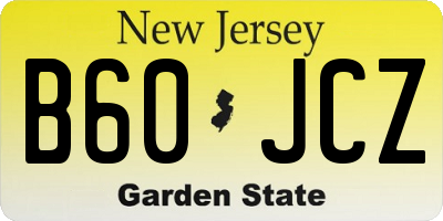 NJ license plate B60JCZ