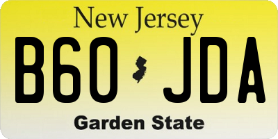 NJ license plate B60JDA