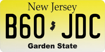 NJ license plate B60JDC