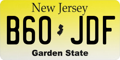 NJ license plate B60JDF