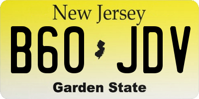 NJ license plate B60JDV