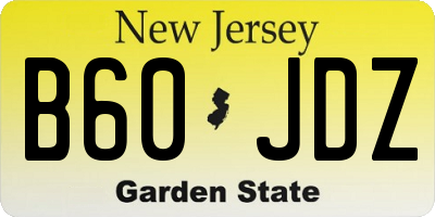 NJ license plate B60JDZ