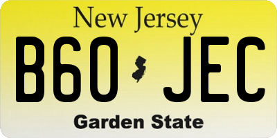 NJ license plate B60JEC