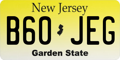 NJ license plate B60JEG