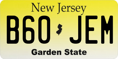 NJ license plate B60JEM