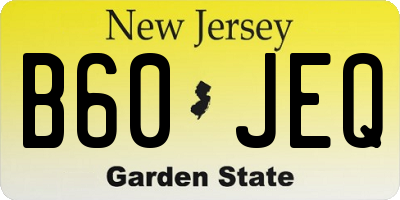NJ license plate B60JEQ