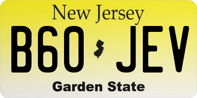 NJ license plate B60JEV